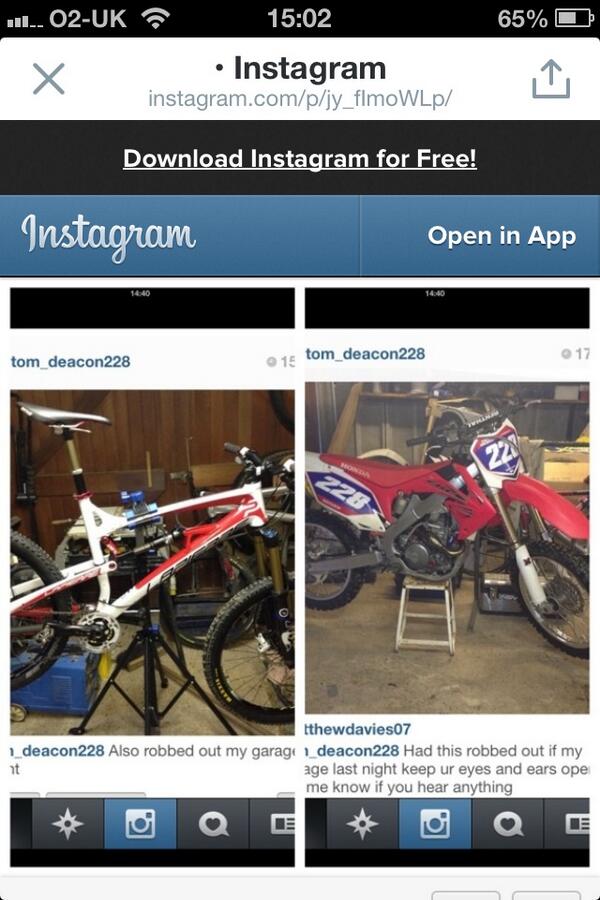TheTrailheadUK's tweet photo. Trailhead friend @TomDeacon228 has had his two bikes stolen... Ears to the ground pls folks! Lets get these back. http://t.co/4DMpZEx486