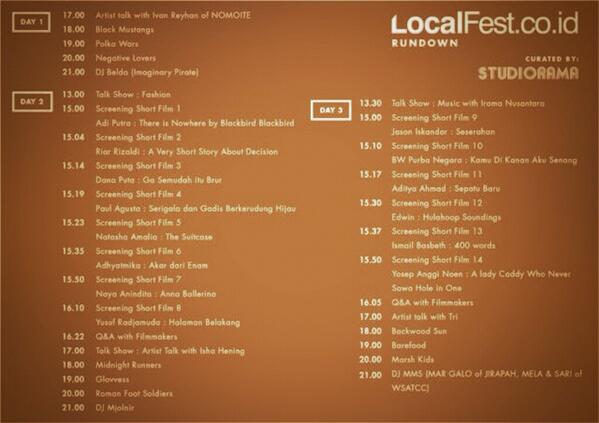Film kita bakal diputar hari Sabtu jam 15:50.. #localfest