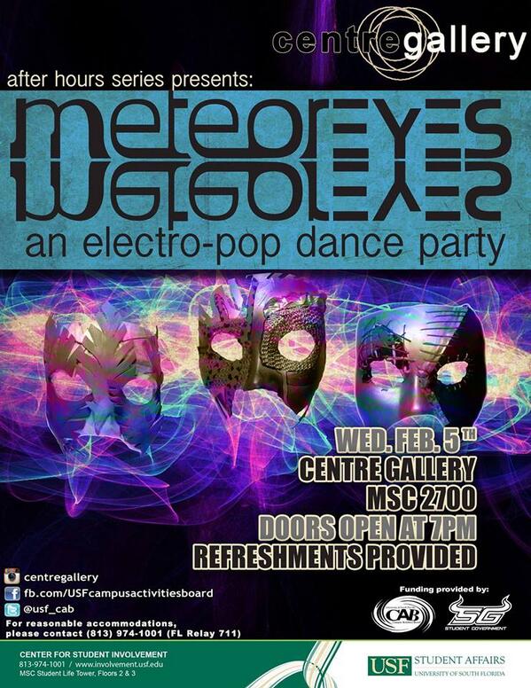 CentreGallery's tweet photo. Next Wednesday! Free MeteorEYES performance! @CentreGallery #USFMSC @MeteorEYES http://t.co/sutBYGC8mQ