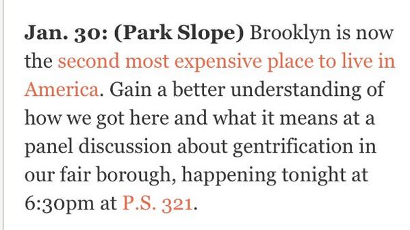 Forum in Park Slope tonight about gentrification in Brooklyn. What are your thoughts? Come out tonight and join in!