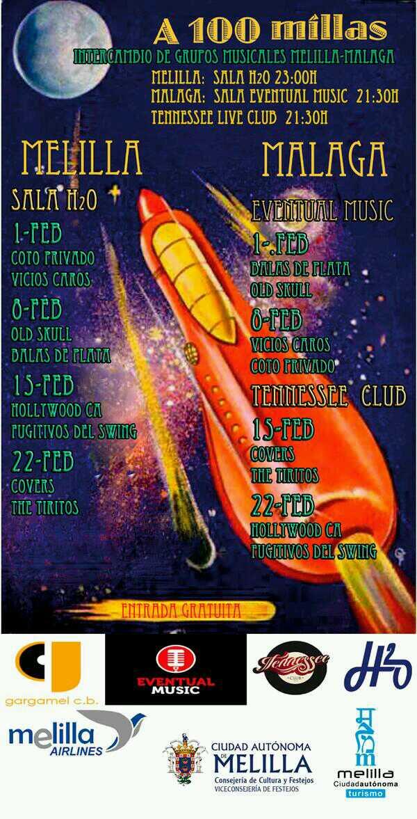 Merchedemelilla's tweet photo. Sábado dla 1 en @H2O_ML   el primero de los conciertos "A 100 millas " Coto privado  y Vicio Caros, 23,00 horas http://t.co/HwCdq2y6o9