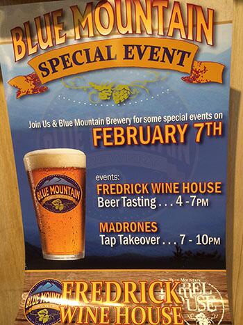 Join us Feb.7, 4p-7p, for a free tasting of beers from Blue Mountain Brewery, our brewery of the month for February.