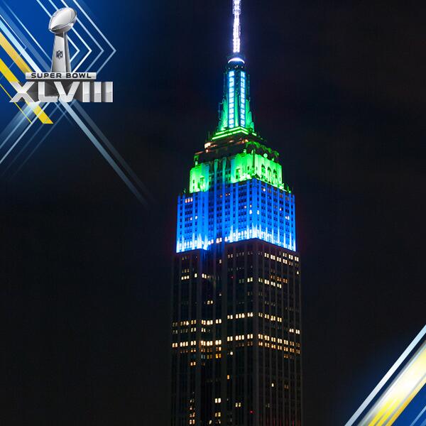 Seahawks's tweet photo. Want the @EmpireStateBldg to look like this again? Tweet @Seahawks using #WhosGonnaWin to cast your vote for top fans http://t.co/rvnoXP9zDe