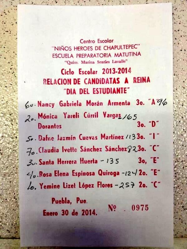 _CENHCH_'s tweet photo. RESULTADOS DE LA VOTACIÓN PARA REINA. MUCHAS FELICIDADES A TODAS. http://t.co/iDzuuNH7HM