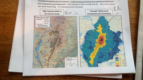 bluecheddar1's tweet photo. Pic of high capacity wells in WI central sands to left. Ave.water level drawdowns due to pumping is at right. #ab679 http://t.co/Jz2mhDthfK