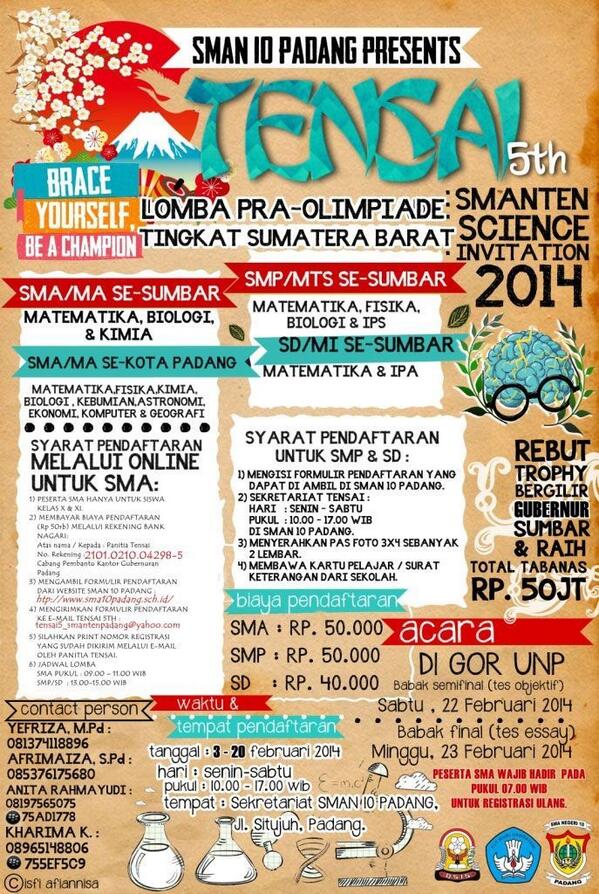 SMA 10 Padang: Smanten Science Invitation 2014 id.sumbar.info/Utx  | info: <a href="/Tensai_Smanten/">TENSAI 5</a>