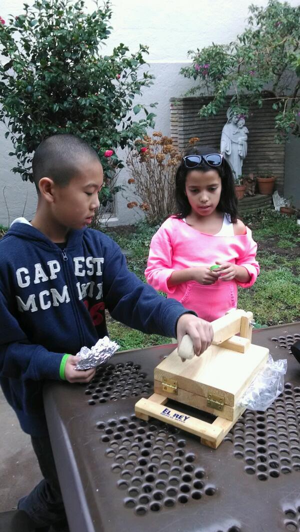 Mad4thGrade's tweet photo. Making corn tortillas for a CA Mission project. http://t.co/tVzq9iwViT