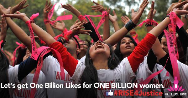 VDay's tweet photo. 1bn LIKES 4 1bn WOMEN. Like: http://t.co/QwoCVxC8nF #rise4justice http://t.co/W83lwDzfdC
