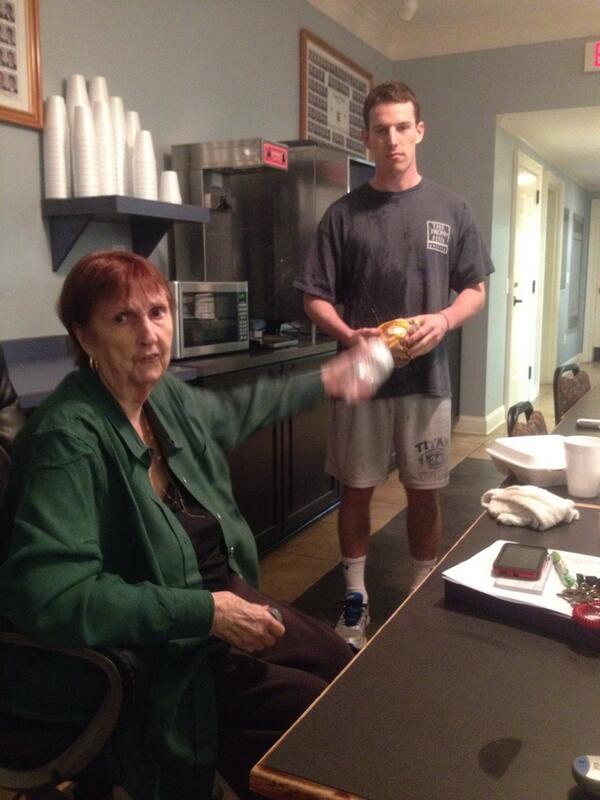 Brother <a href="/surferev/">Evan</a> and <a href="/nlanderson12/">Nancy Anderson</a> having a fun-filled water fight in the house. #MsNancy