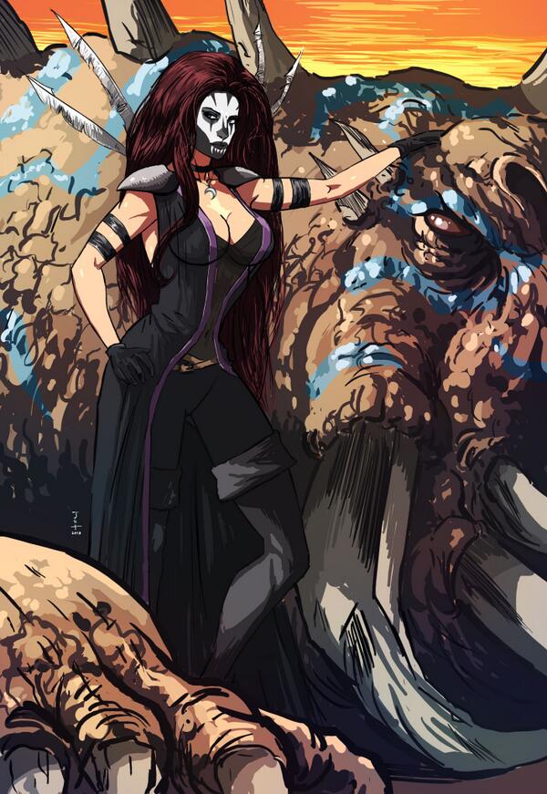 MuzAshen's tweet photo. Or the one Taclobanon did of my Nightsister wife, Ashia, with her favorite pet? #dbjedi http://t.co/jK0680mzfa