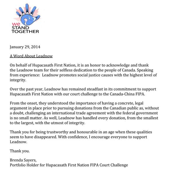 leadnowca's tweet photo. Have you supported the #StopFIPA campaign? Then please read this letter from @curiousinport #cdnpoli http://t.co/m1GQFdaqIv