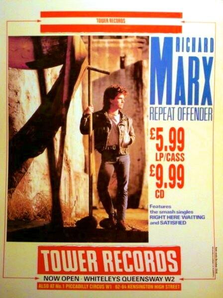richardmarx's tweet photo. #ThrowbackThursday “Repeat Offender” Tower Records promo poster from the UK #teammarx http://t.co/RPoCEK1hRt