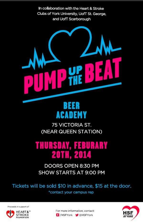 HSFYork's tweet image. PUMP UP THE BEAT IS BACK! We're excited to partner w/ @HSFUTSC &amp;amp; @HeartStrokeUTSG to raise money for @TheHSF! #yorku