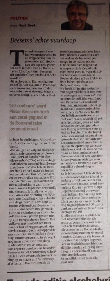 De vuurdoop @PieterBeesems mooi verwoord door <a href="/henkboot/">henkboot</a> <a href="/BNDeStemRdaal/">BN DeStem Roosendaal</a>