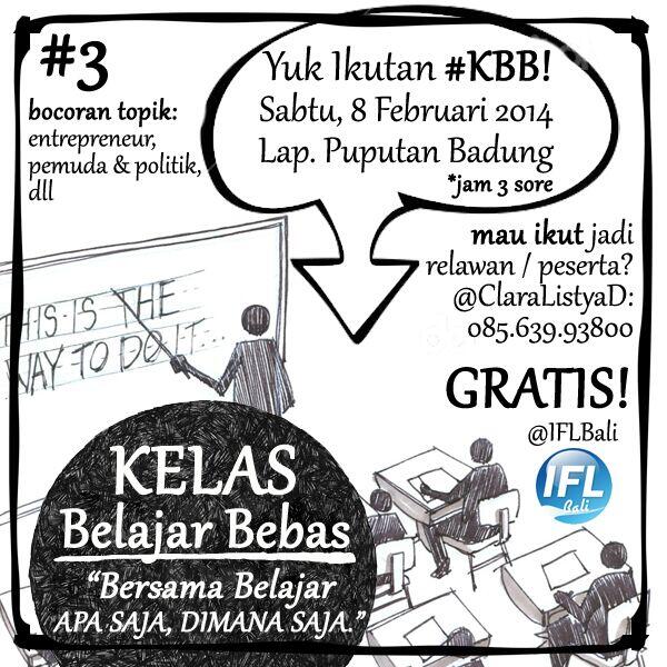 Yuk ikutan Kelas Belajar Bebas! #KBB belajar bersama Apa Saja, Dimana Saja! :D (via <a href="/claralistyaD/">Clara Listya</a>)