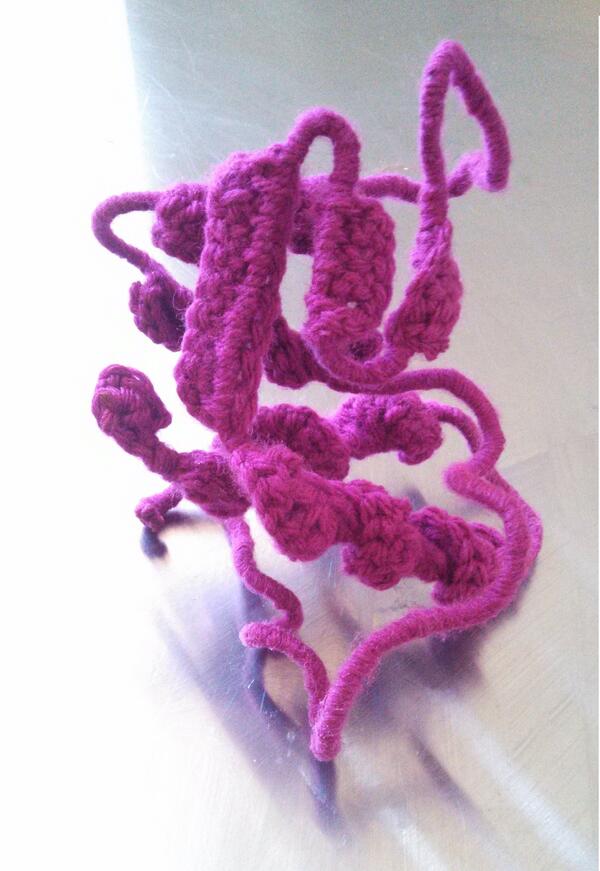 jessicapolka's tweet photo. Translating protein structures to crochet patterns (here's lysozyme) http://t.co/25xRWTCx5R http://t.co/H0TNA1LkSz