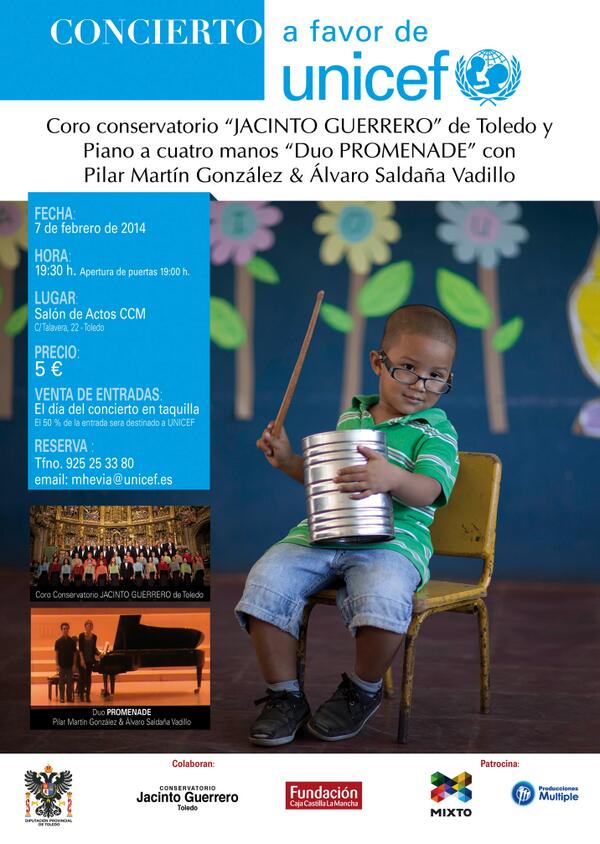 ToledoHistorico's tweet photo. Cartel concierto @UNICEF_es del Coro @ConserToledo J. Guerrero
 7 FEB Centro Cultural @BancoCCM #Toledo http://t.co/W5nH49YFCy