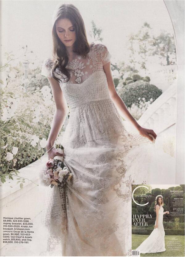 Thanks @ccalistyle for the BEAUTIFUL editorial feature in the spring '14 weddings issue! #mlbride #fall2014collection