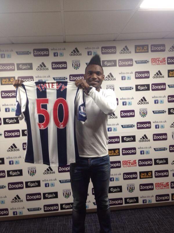 WestBromcom's tweet photo. Thievy holding his #wba shirt. Will wear the number 50 http://t.co/SmOp7lVojZ
