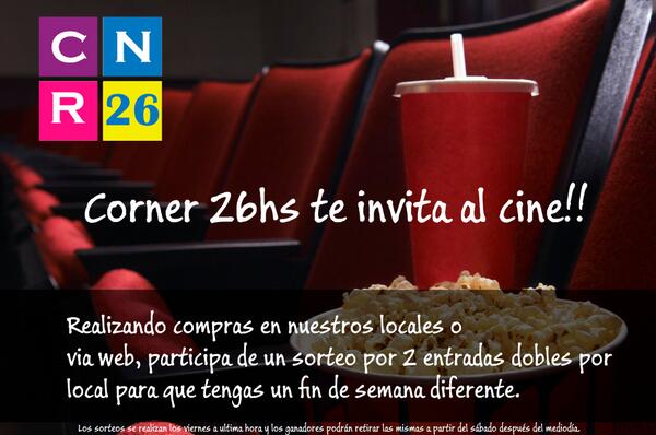 Corner26hs's tweet photo. @Corner26hs te invita al cine!!! No te pierdas esta oportunidad! http://t.co/xGoe9m0H8L