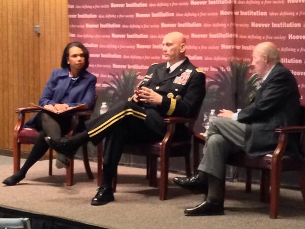 CondoleezzaRice's tweet photo. I hosted Gen. Odierno at Stanford. We discussed with George Shultz the role of the military in US foreign policy. http://t.co/2rCQLYea5J