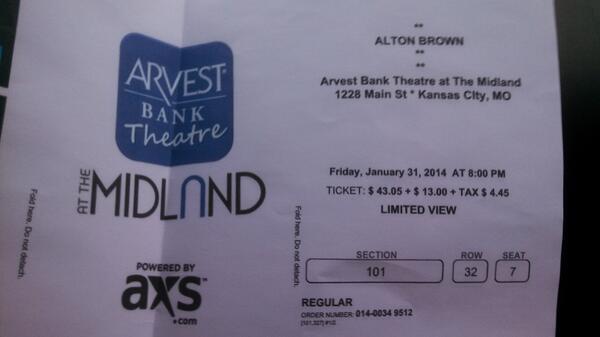 texdrummond's tweet photo. Braving the black ice to go see @altonbrown ! Only seen 6 cars in the ditch so far! http://t.co/sXB9FrtvHE