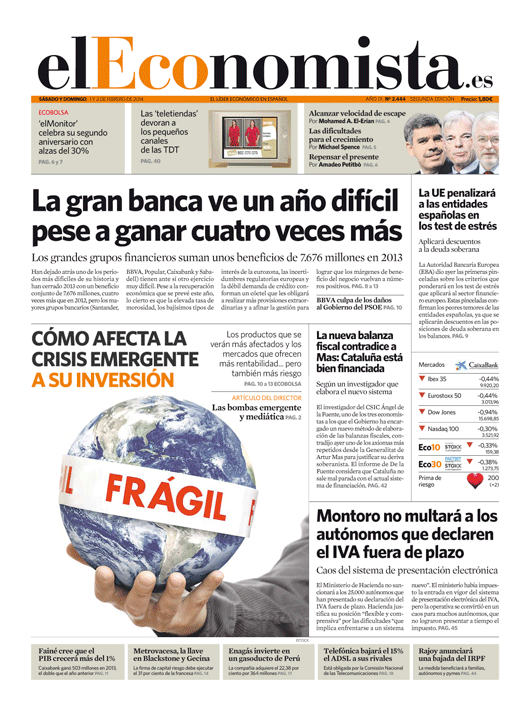 elEconomistaes's tweet photo. Aquí está la portada de elEconomista para este fin de semana http://t.co/59szB7n4Ai
