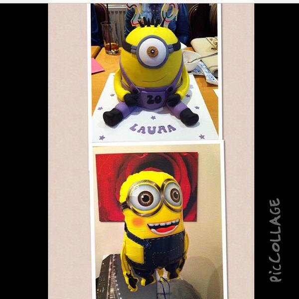 LauraGriffithss's tweet photo. Love my minion cake and balloon #Amazing #Obsessed #Minions http://t.co/O5gTSKAGCx