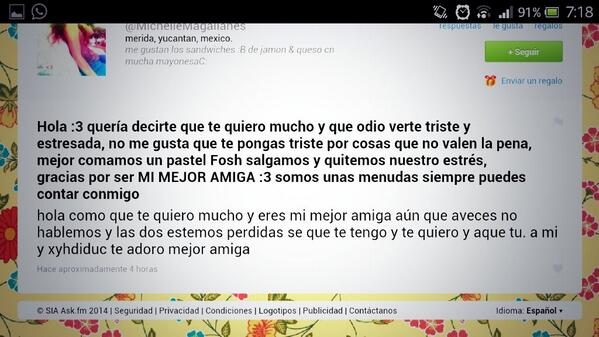 Sanilyson's tweet photo. Por esas veces que encuentras a alguien que no quieres soltar compañera de estupideces, amo a mi mejor amiga :3 http://t.co/GbgR5XbQ7r