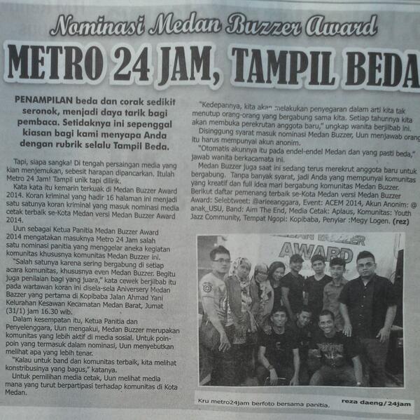 #SetaonMedanBuzzer - <a href="/MedanAward/">Medan Buzzer Award</a> Penghargaan untuk orang orang kreatif Medan