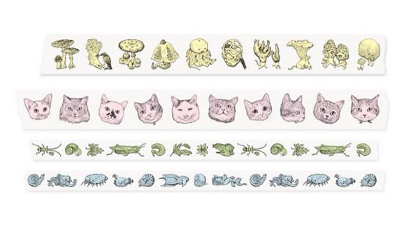 ヒグチユウコ 猫 角缶 ラデュレ マスキングテープ ネコ/キノコ メモ