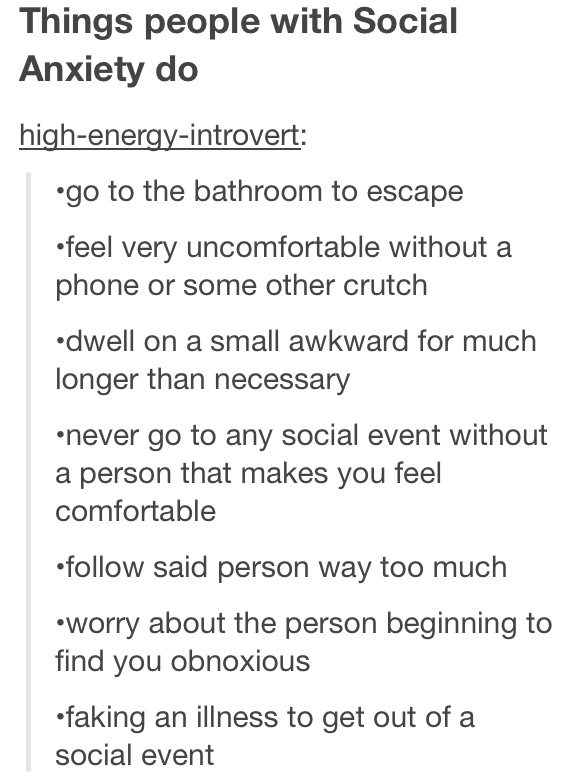 social anxiety things