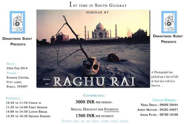 drashtikon's tweet photo. A photograph has picked up fact of life &amp; that fact will live forever #RaghuRai ! Join d Seminar on 23rdMarch2014 ! http://t.co/rUTUFeDVf4