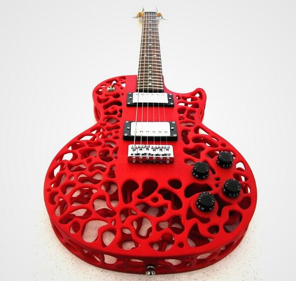 Here is a guitar, that is both light and has the perfect acoustic properties, made by a 3-D printer!