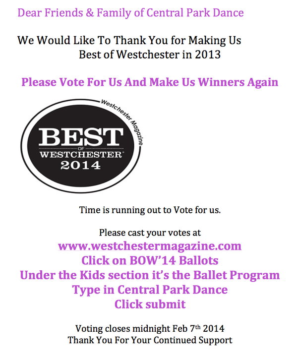 Good Morning Everyone! 

Don't forget to vote for us for Best of Westchester!