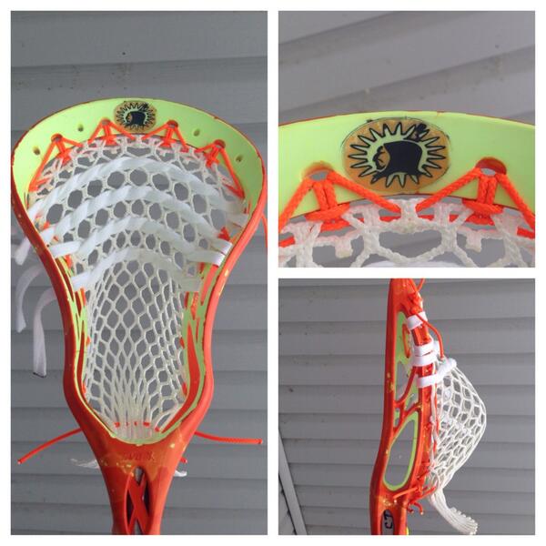 mohawklax84's tweet image. #warriorlax evo x, orange and volt inside out warrior dye with @StringKingLax mesh #jimalax strings #mohawkwarrior