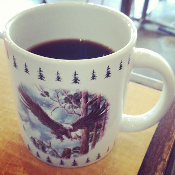Oh ya know just drinkin coffee at da cabin, er I mean @PeaceCoffeeShop. #cabinvibe #lookatthosetalons