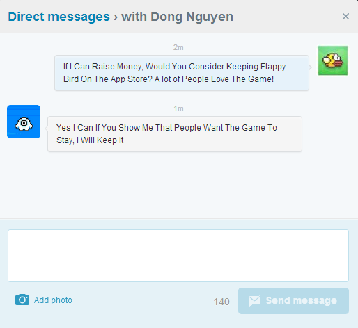 FlappyNeedsHelp's tweet photo. WE CAN DO THIS! HELP #SaveFlappyBird DONATE HERE: http://t.co/BuWZXLuIwr http://t.co/sx2jzGkxDL