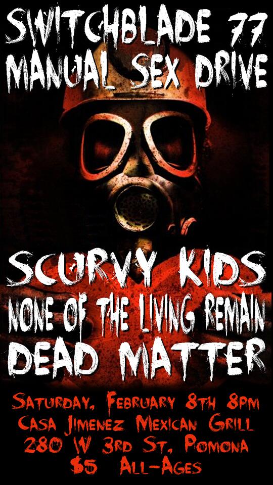 ScurvyKids's tweet photo. Tonight! 5 great bands for 5 lousy bux! @SB77official @ManualSexDrive #NOTLR #DeadMatter &amp; US! http://t.co/16hNZ75jGx