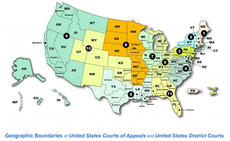 United States Court Of Appeals Map Judgepedia On Twitter: "There Are 13 Federal Circuit Courts & 94 Federal  District Courts. This Map Shows The Geographic Boundaries.  Http://T.co/0Guybl1Xyo" / Twitter