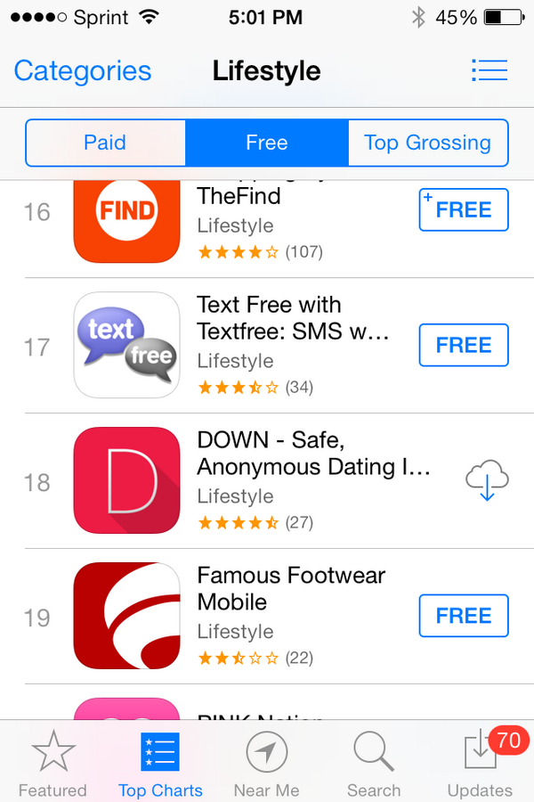 theDownApp's tweet photo. YOU GUYS!!! You texted us all the way to TOP 20 on the app store! #anonymoustext #countDOWN to #valentinesday http://t.co/kMkpffKgf6