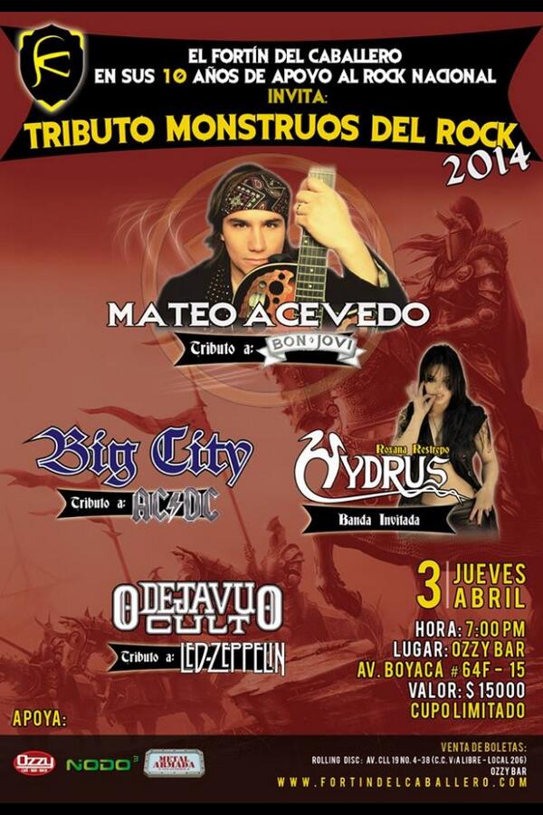 HydrusOfficial's tweet photo. El 3 de abril estaremos tocando en los 10 años del @fortindelcaball! Los esperamos! @ozzybarrock @MetalArmadaCol http://t.co/jB1ROFHhs1