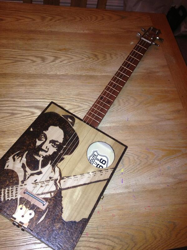 cigarbox_sounds's tweet photo. @cigarbox_sounds: On a role! New #cigarboxguitar #robertjohnson fully fretted hand etched image from &amp; back. £120 http://t.co/qoiKWiSXO8