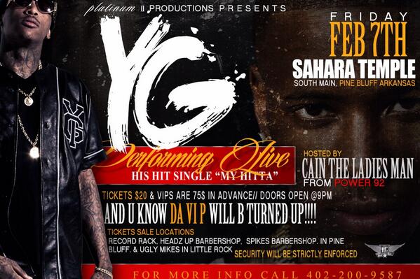 UnclePauly1's tweet photo. YG Live In Concert Feb. 7th Pine Bluff Arkansas http://t.co/WiYg43RWdd