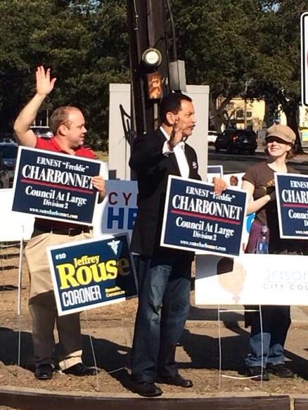 richardconstabl's tweet photo. Campaigning with Freddie Charbonnet!  #NOLAelections http://t.co/8s8RUKnA6X
