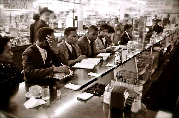 stevesilberman's tweet photo. On Feb 1 1960, these students sat down at a Walgreens lunch counter in Greensboro and changed the course of history. http://t.co/uNae2lgRMD