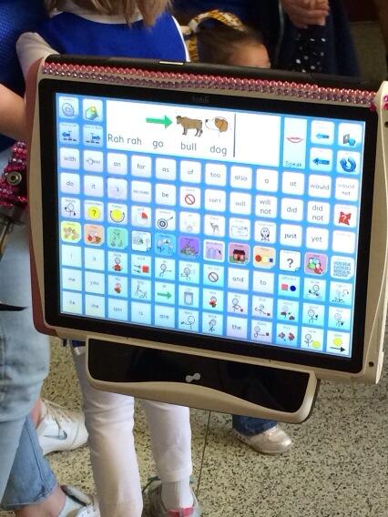 glowprincesss's tweet photo. i coach a special needs squad and one of the girls has to talk through a computer this is what she put today http://t.co/wgj5wl5cM2