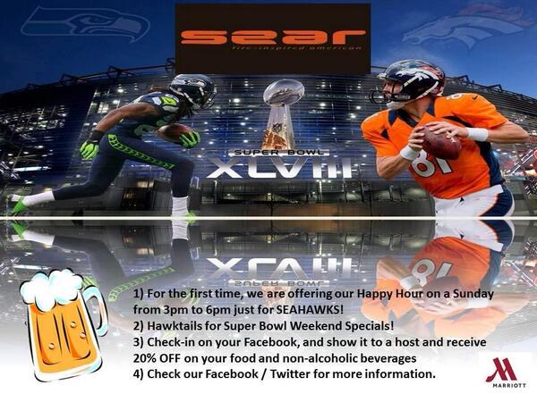 #Seahawks #sear #SuperBowl #redmond #marriott #happyhour