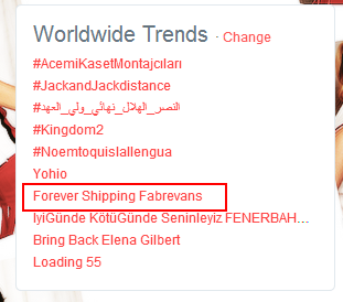fabrevns's tweet photo. @chordoverstreet @DiannaAgron Forever Shipping Fabrevans is trending worldwide! http://t.co/ygbQw69Kkb
