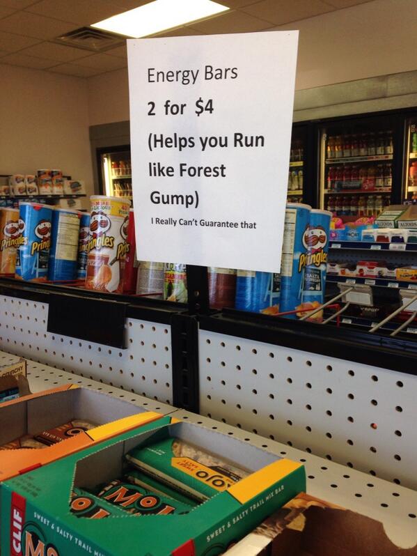 abby_twin's tweet photo. hey Ellen and co. check out this sassy sign for energy bars I saw at the gas station #ellen http://t.co/6YupbnvRx4